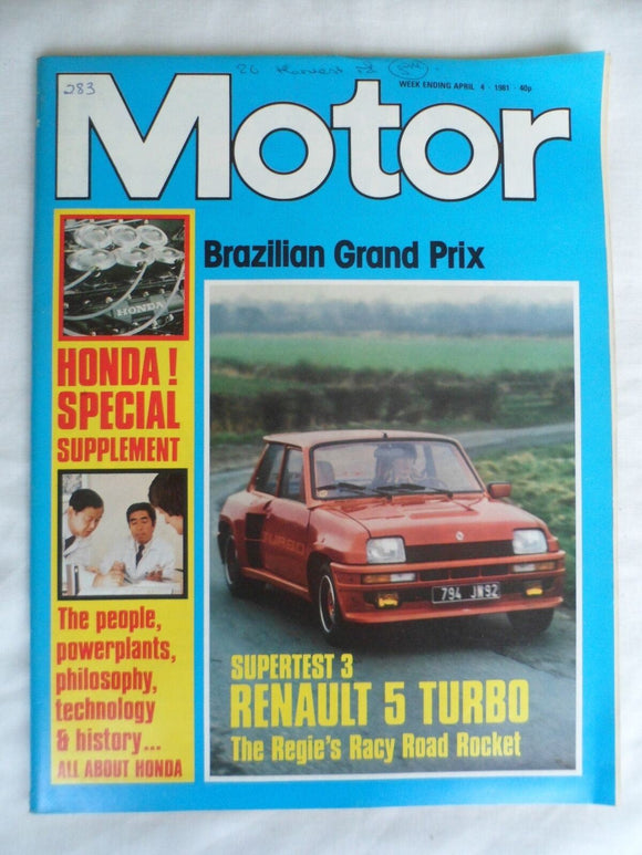 Motor magazine - 4 April 1981 - Renault 5 Turbo