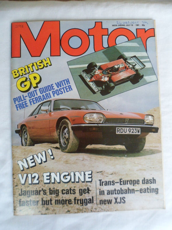 Motor magazine - 18 July 1981 - Jaguar XJS - Jaguar V12