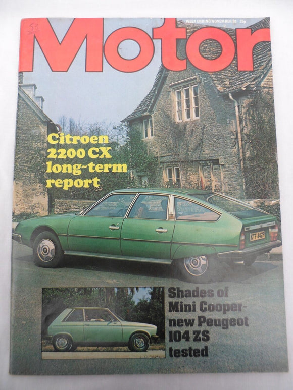 Motor Magazine - 20 Nov 1976 - Citreon 2200 CX - Peugeot 104zs