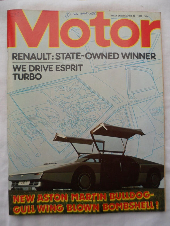 Motor magazine - 19 April 1980 - Lotus Esprit - Aston Bulldog