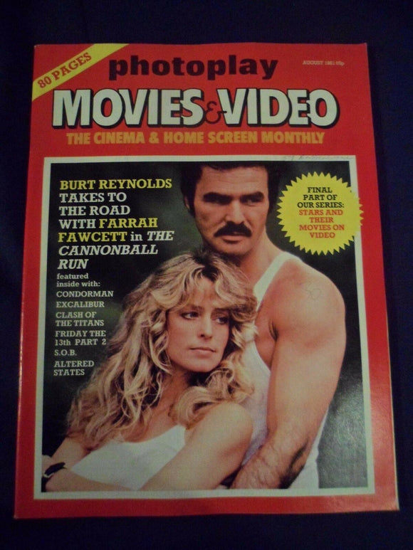 Vintage Photoplay Magazine - August 1981 - Burt Reynolds - Cannonball run