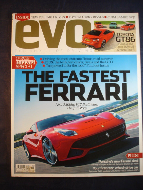 Evo Magazine # Oct 2012 - Ferrari F12 Berlinetta - Toyota GT86 -