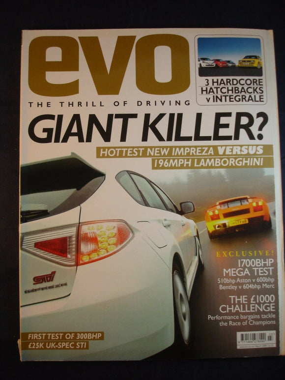 Evo Magazine # March 2008 - Impreza - Lambo - Hot hatch - 1700BHP mega test