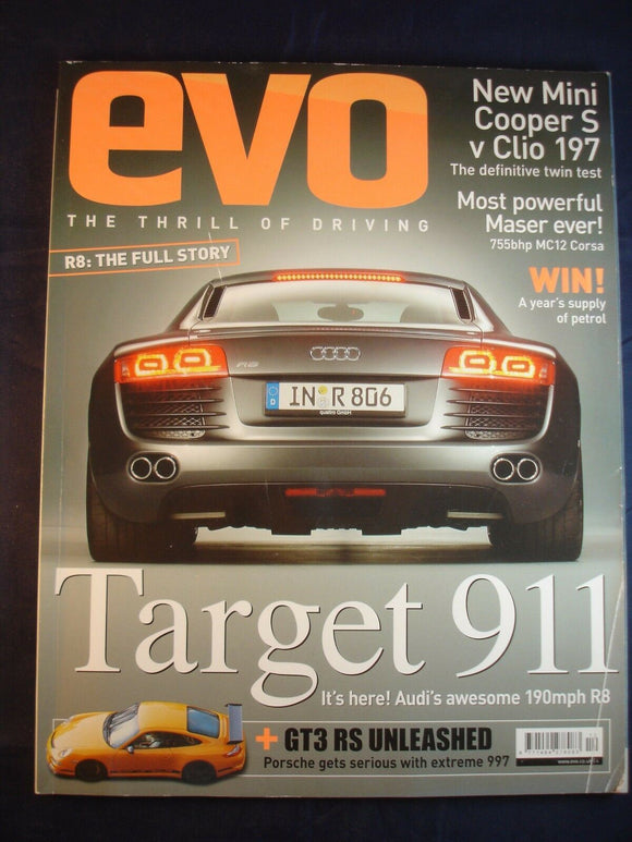 Evo Magazine issue # 98 - Audi R8 - 911 GT3 RS