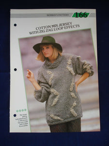 Zig Zag loop effect ladies jumper knitting pattern 32 - 38 in bust