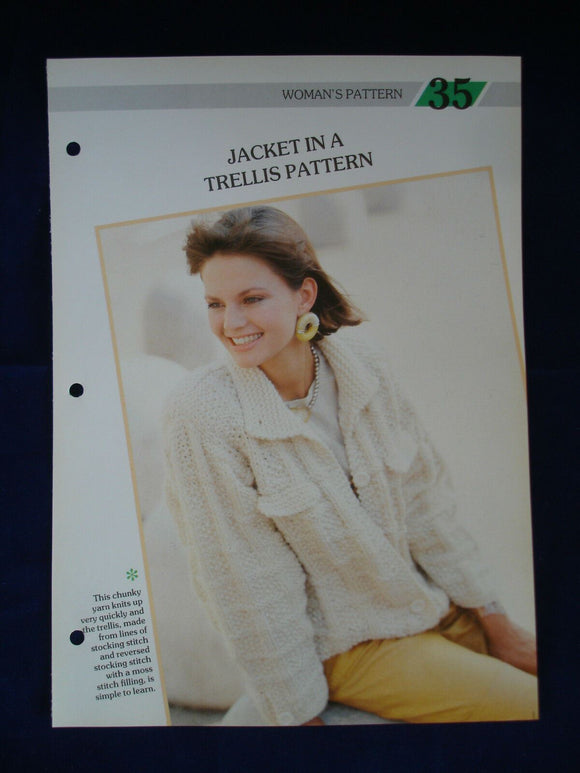 Trellis Pattern jacket ladies jumper knitting pattern - 36  in bust