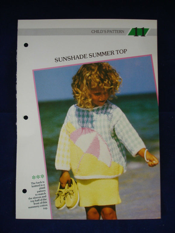 Sunshade summer top Children childs  jumper knitting pattern 24 - 26 in chest