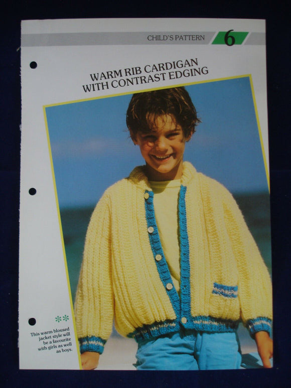 Warm rib cardigan Children childs  jumper knitting pattern 24 - 28 in chest