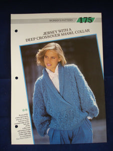 Crossover shawl collar ladies jumper knitting pattern 34 - 38 in bust