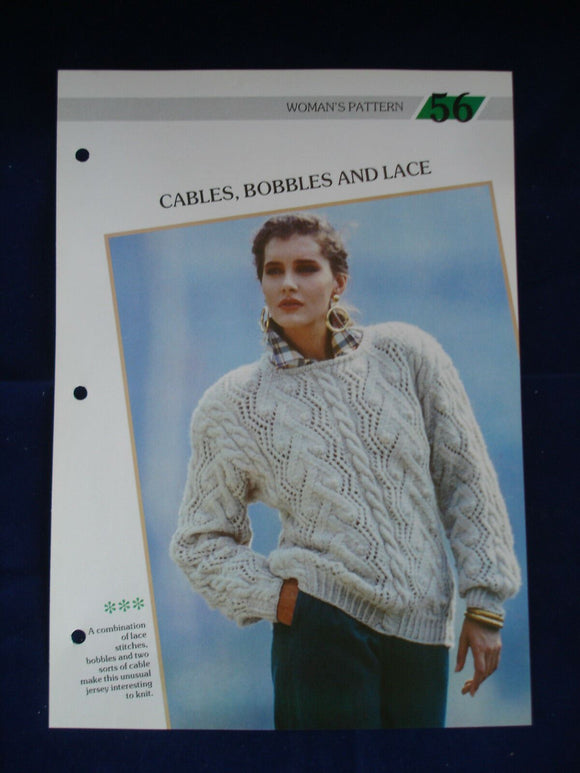 cables bobbles and lace ladies jumper knitting pattern 36 -38 in bust