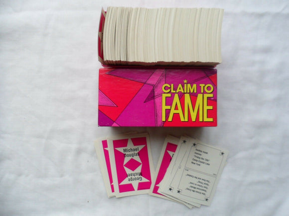 25 x Claim to Fame - charade game question cards