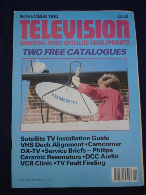 Vintage Television Magazine - November 1992 -  Birthday gift for electronics