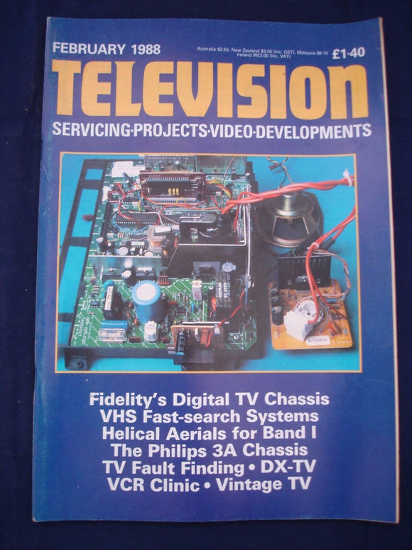 Vintage Television Magazine - February 1988  -  Birthday gift for electronics