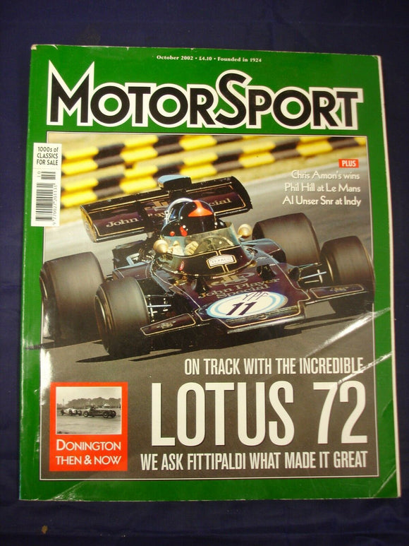 Motorsport Magazine October 2002 - Lotus 72 - Donington