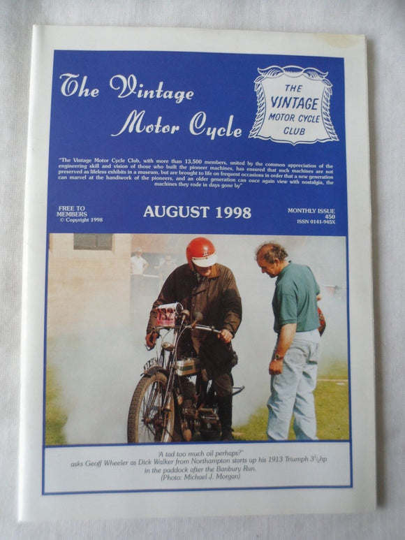 The Vintage Motorcycle club magazine  - August 1998