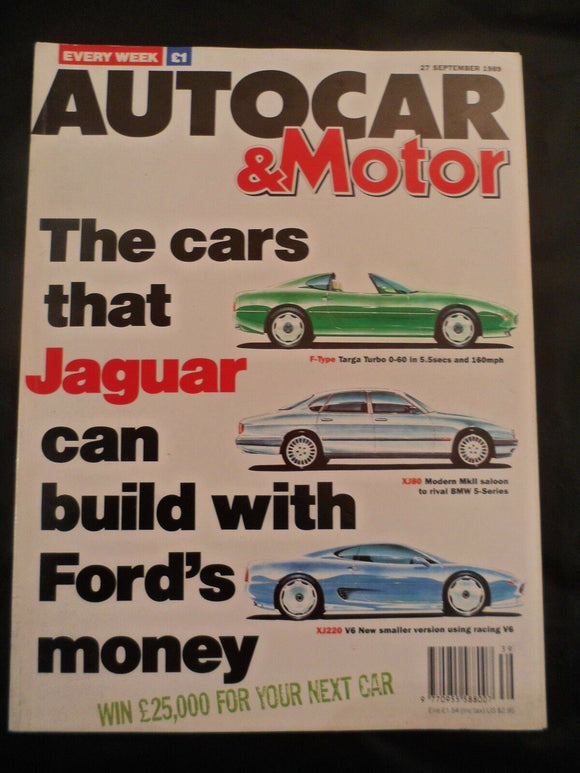 Autocar - 27 September 1989 -  Jaguar - Cavalier - Renault 25 TXI