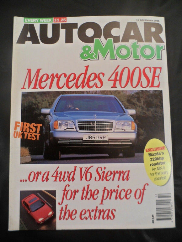 Autocar - 11 December 1991 - Merc 400SE - 205 GTI - XR 4x4