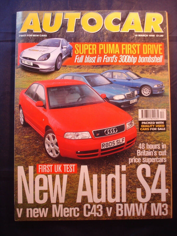 Autocar - 18th March 1998 - Audi S4 - Merc C43 - BMW M3 - Puma