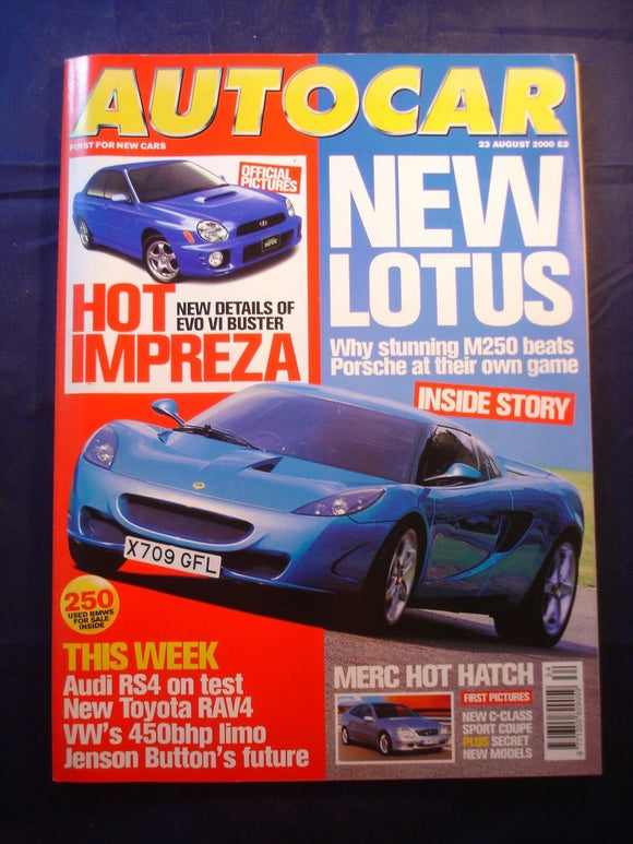 Autocar - 23rd August 2000 - RS4 - Lotus M250 - Impreza - Alpina B10