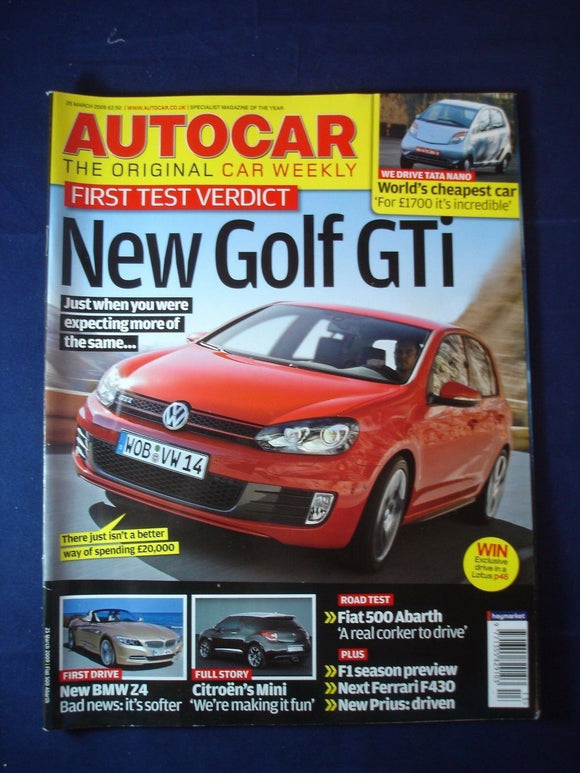 Autocar - 25th March 2009 - Golf GTi - Z4 - Fiat 500 Abarth
