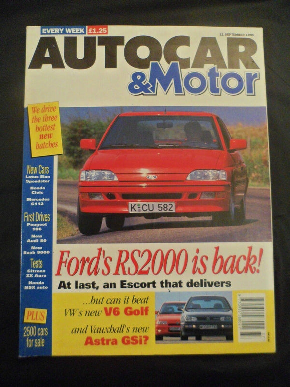 Autocar - 11 September 1991 - Ford RS2000 -VR6 - Astra GSi -  Honda NSX