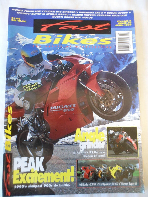 Fast Bikes - April 1995 - Aprilia RS - 916BP - RF900 - ZX 9R - Blade - Super III