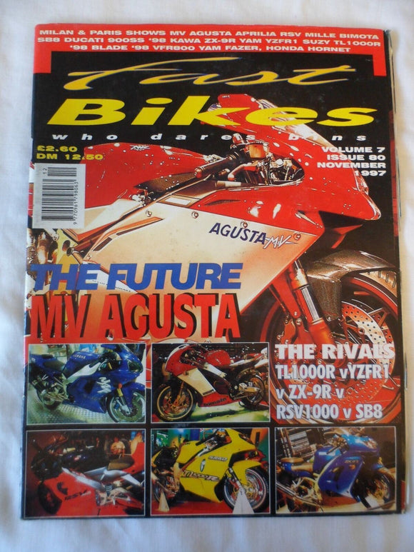 Fast Bikes - November 1997 - TL1000R - YZRFR - ZX9R - RSV1000 - SB8