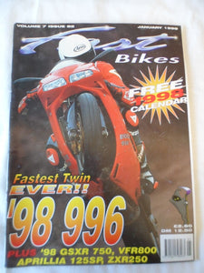 Fast Bikes - January 1998 - VFR800 - 996 - GSXR 750 - 125SP - ZXR250