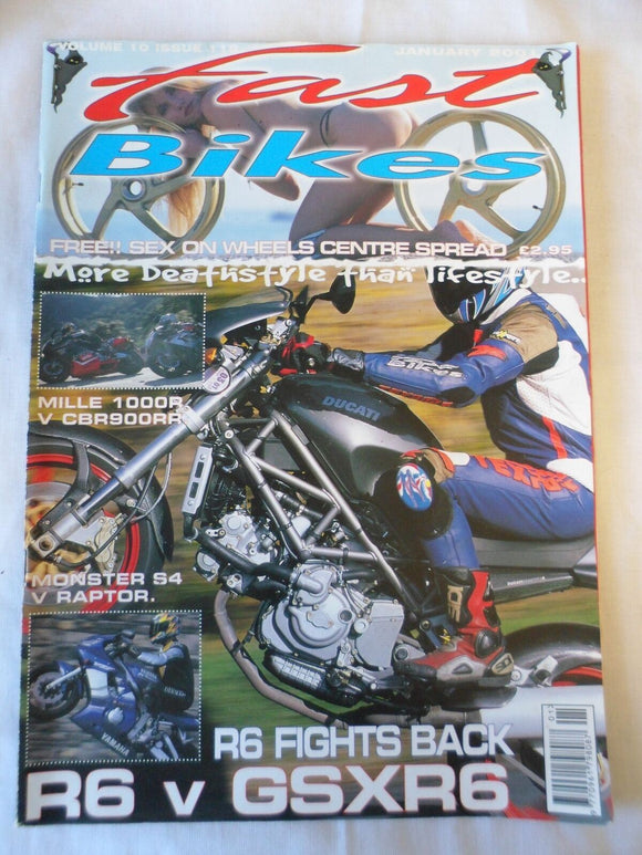 Fast Bikes - January 2001 - Mille 1000R - CBR900RR - Monster S4 - Raptor - R6