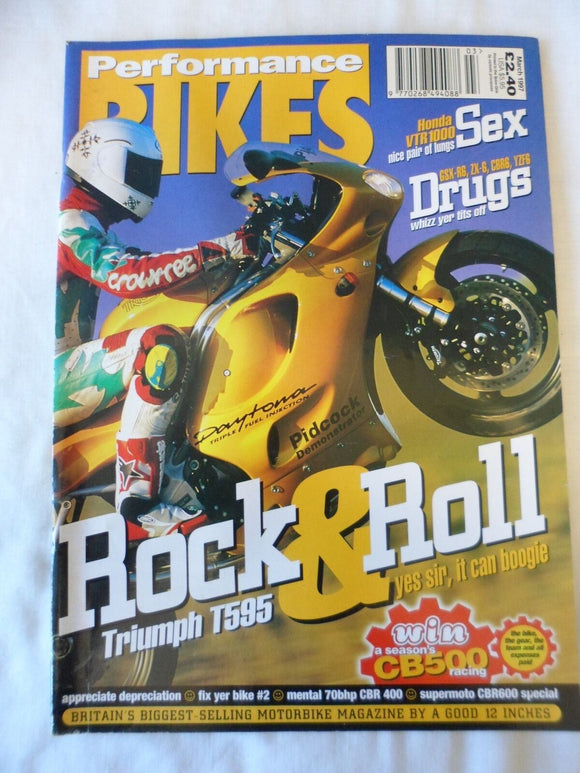 Performance Bikes - March 1997 - GSX R - T595 - VTR1000