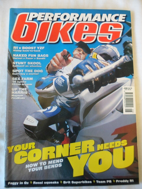 Performance Bikes - June 1998 - Harris Magnum Fireblade - Hornet -Fazer - Bandit