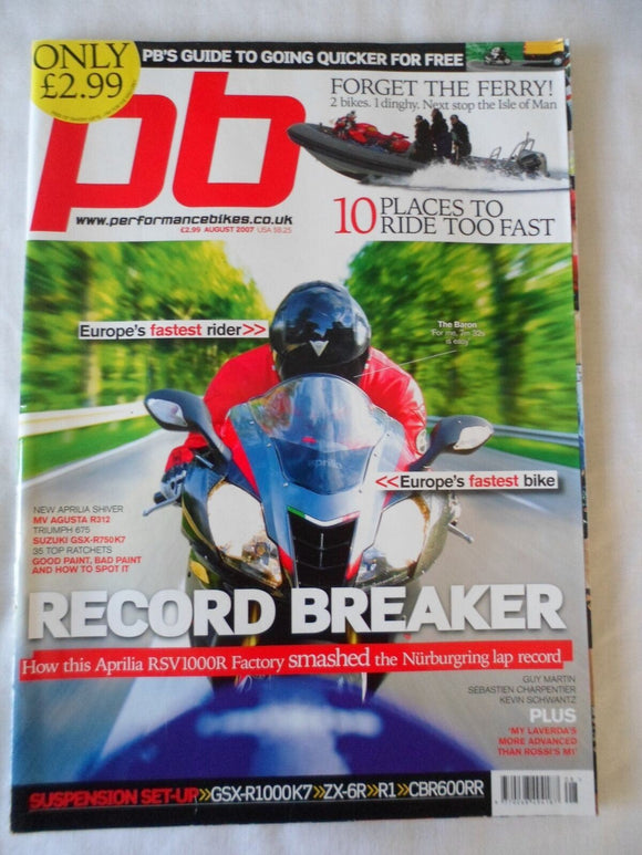 Performance Bikes - August 2007 - MV Agusta R312 - Aprilia RSV 1000R