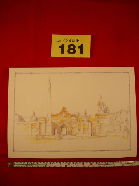 Postcard - Rome - Porta del Popolo - Watercolour - Daniele Ohnheiser