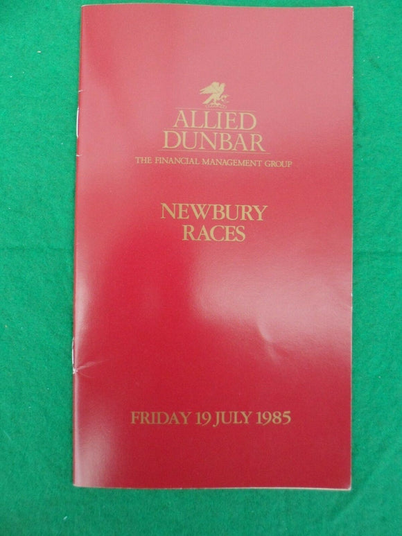 X - Horse racing - Race Card - Newbury - 19 July 1985 - Allied Dunbar