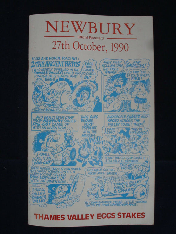 X - Horse racing - Race Card - Newbury - 27 October 1990 - Thames Valley Eggs