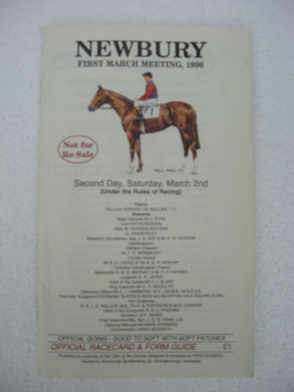 Horse racing - Race Card - Newbury - March 2 1996