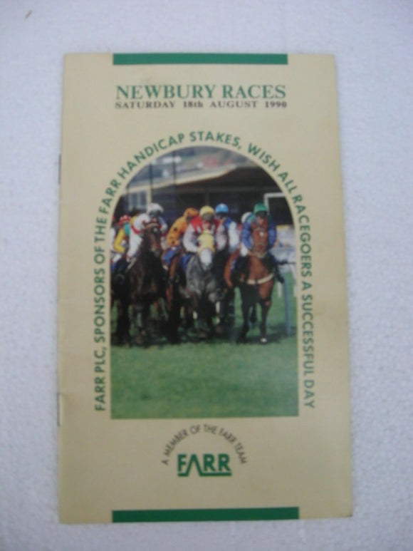 Horse racing - Race Card - Newbury - August 18 1990 - Farr Handicap stakes