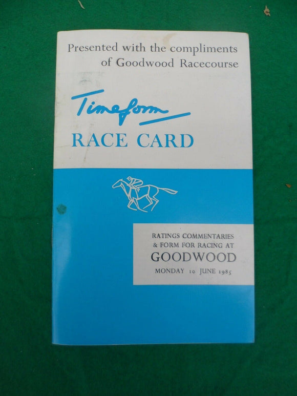 X - Horse racing - Timeform Race Card - Goodwood - 10 June 1985