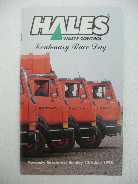 Horse racing - Race Card - Newbury - July 12 1998 - Hales Centenary Race Day
