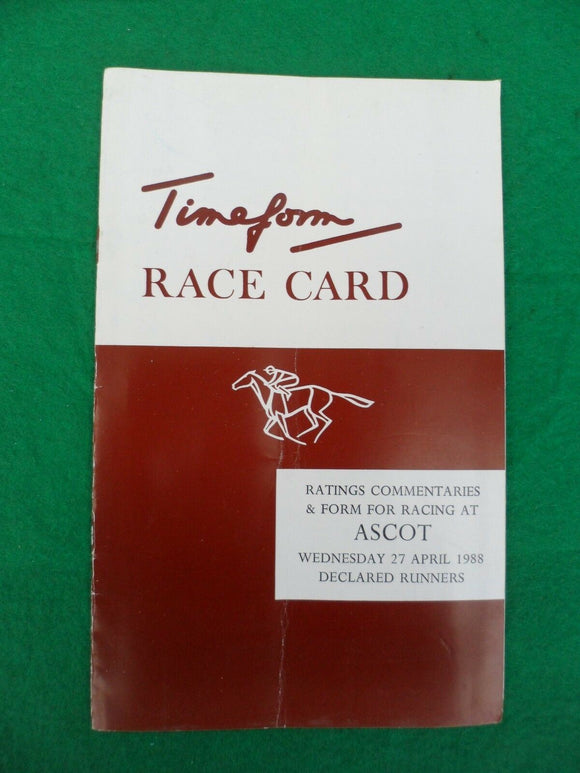 X - Horse racing - Timeform Race Card - Ascot - 27 April 1988