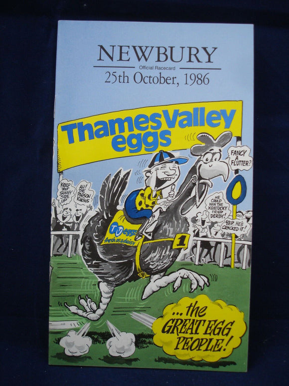 Horse racing - Race Card - Newbury - 25th October 1986 - Thames Valley eggs