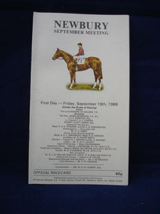 Horse racing - Race Card - Newbury - September 19th 1986 -