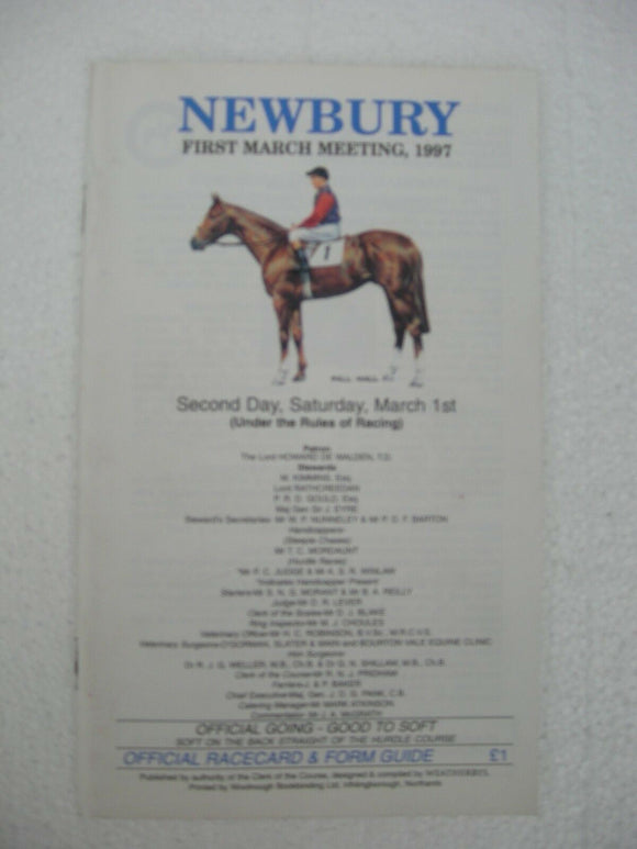 Horse racing - Race Card - Newbury - March 1 1997 -