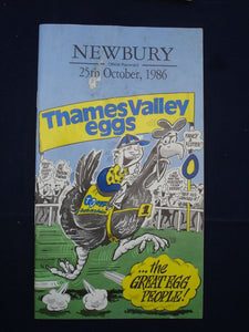 X - Horse racing - Race Card - Newbury - 25 October 1986 - Thames Valley eggs