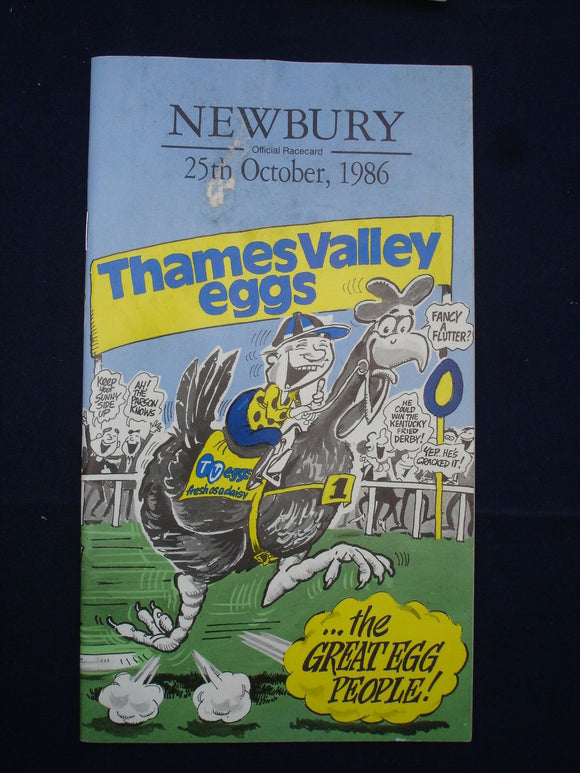 X - Horse racing - Race Card - Newbury - 25 October 1986 - Thames Valley eggs