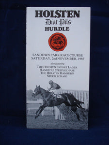 Horse racing - Race Card -Sandown - 2nd November 1985 - Holsten Diat Pils Hurdle