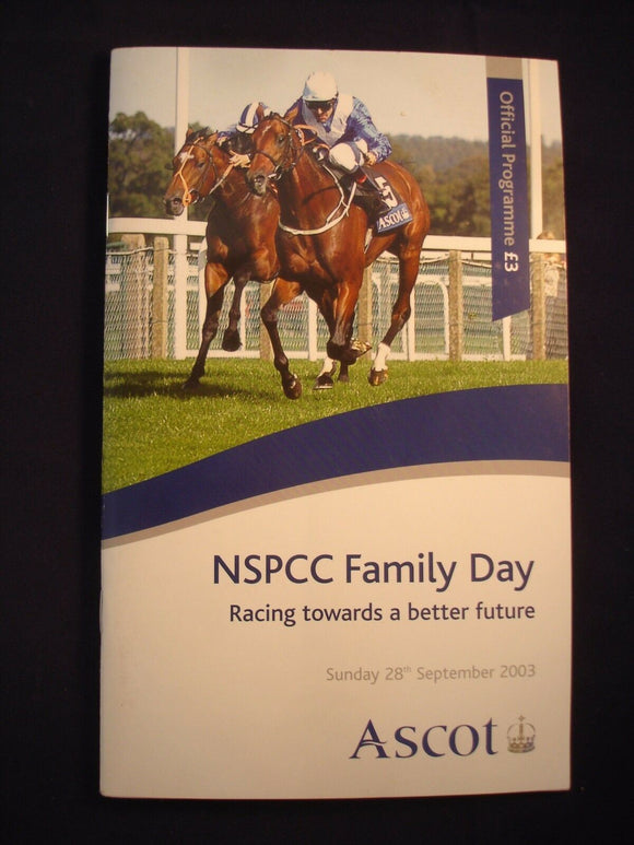 X - Horse racing - Race Card - Ascot  - 28 September 2003 - NSPCC