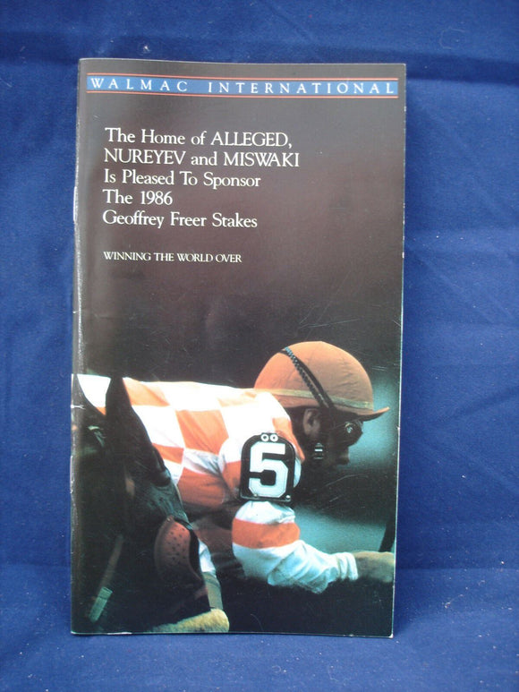Horse racing - Race Card - Newbury - August 16th 1986 - Walmac