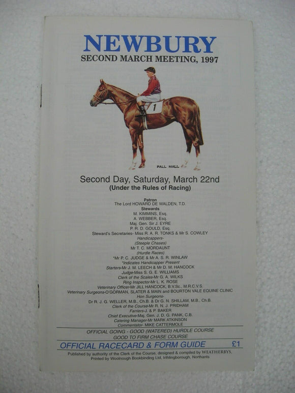 Horse racing - Race Card - Newbury - March 22 1997 -