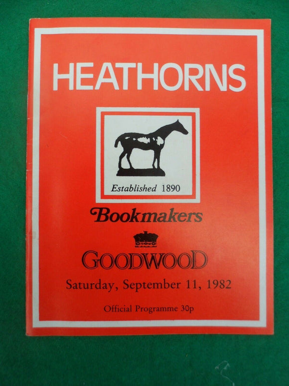 X - Horse racing - Race Card - Goodwood - 13 September 1980 - Heathorns